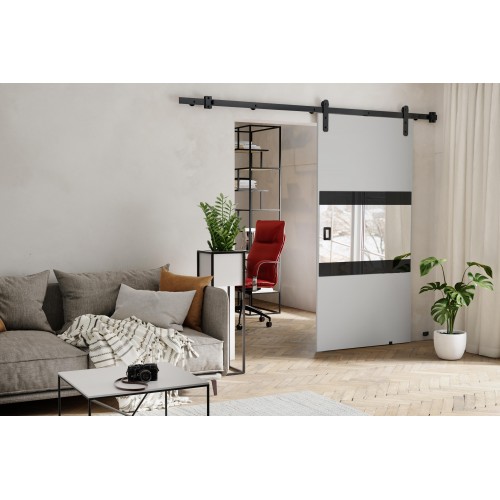 Bīdāmās durvis ar spoguli MIA - Loft, balts